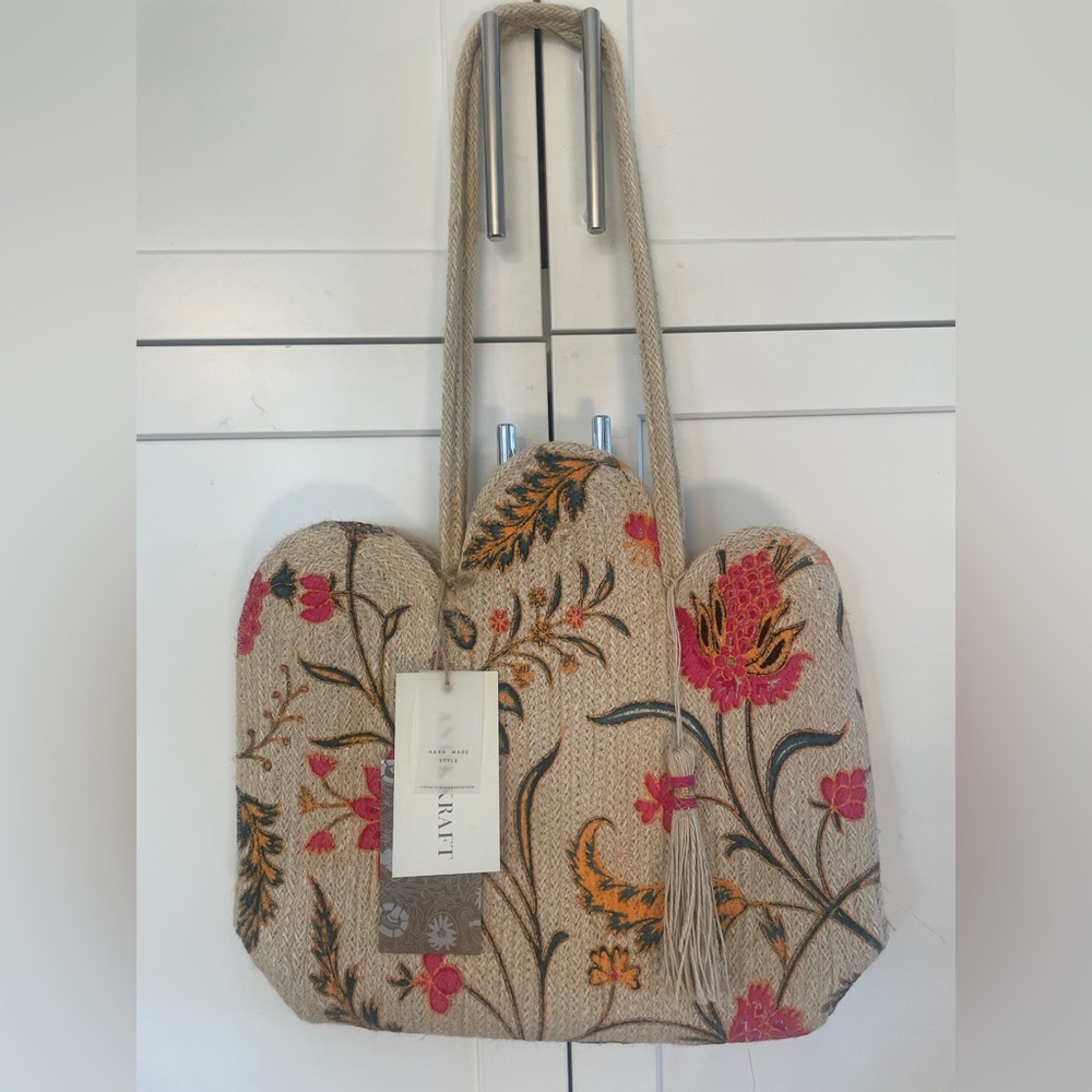 Antik Kraft Scalloped-Edge Jute Tote Bag-NWT